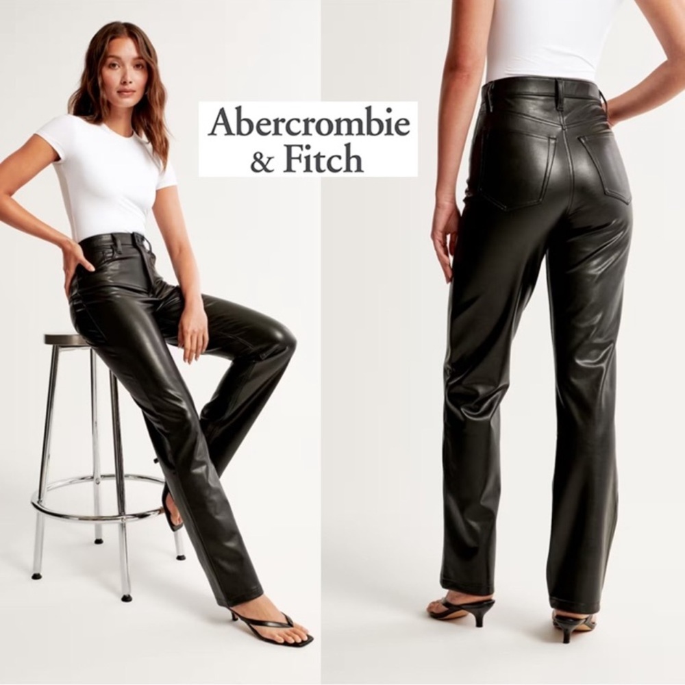 Abercrombie and Fitch Vegan Leather 90s Ultra High Rise Straight Pant
